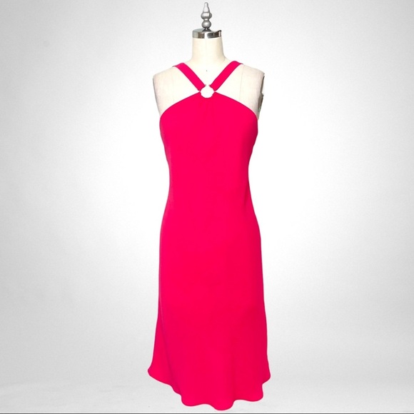 Evan Picone Pink Halter Low Back Sleeveless Cocktail Dress 10 - Picture 1 of 9